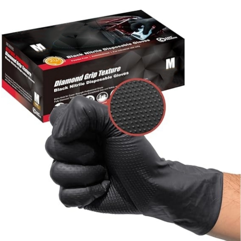 Disposable Gloves Nitrile - 8Mil Heavy Duty Black Nitrile Gloves