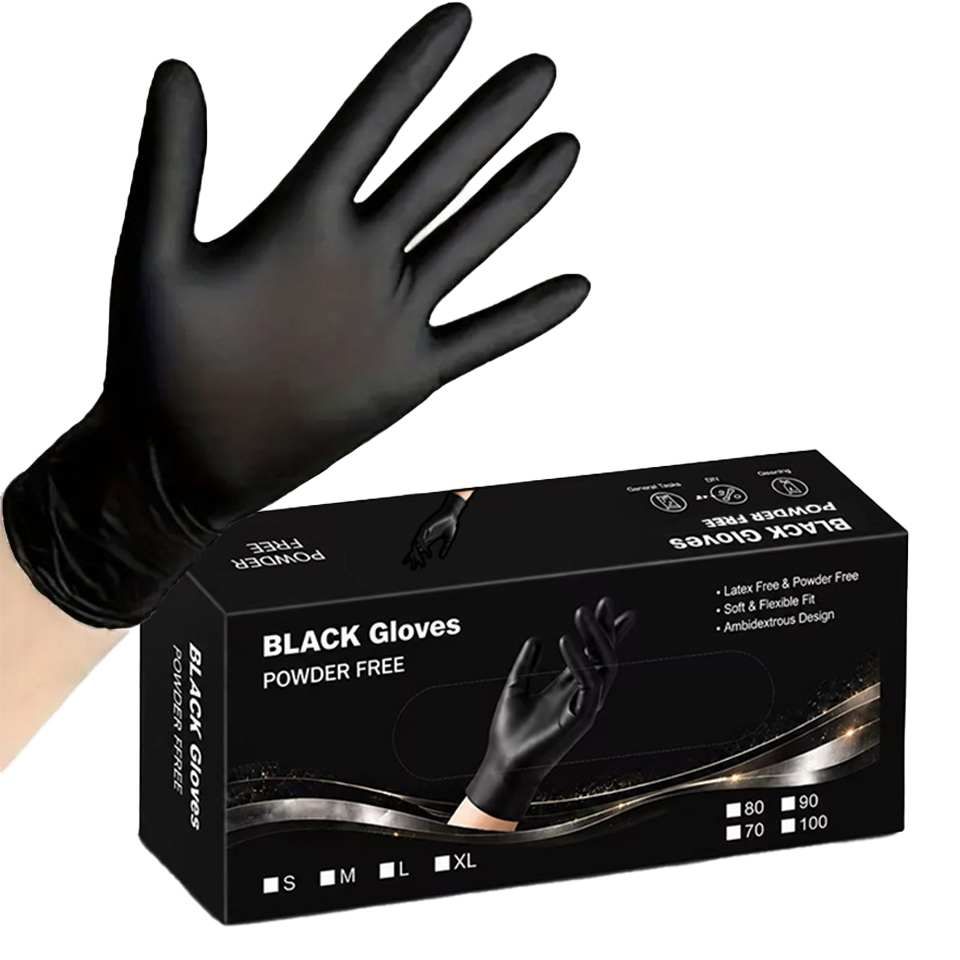 Disposable Gloves Nitrile - 100PCS/Box Black Nitrile Gloves Disposable Gloves