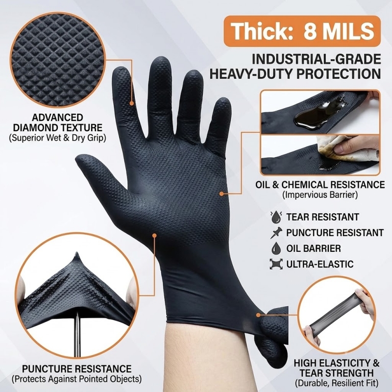 Heavy Duty Black Industrial Ni - Disposable Gloves Nitrile recension och pris