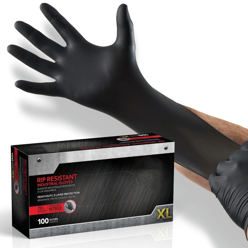 100PCS Black Nitrile Gloves Di - Disposable Gloves Nitrile recension och pris